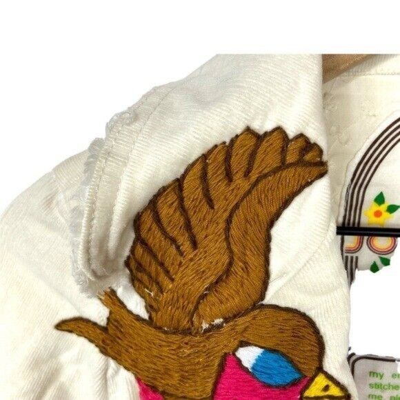 Johnny Was Womens Sz S Hand Embroidered Ivory Corduroy Blazer Jacket - Picture 5 of 9